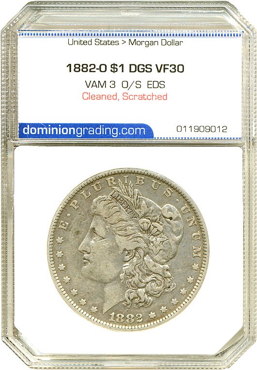 image for: Top 100 VAM: 1882-O $1 VAM 3  O/S  EDS DGS VF30  (Cleaned, Scratched)