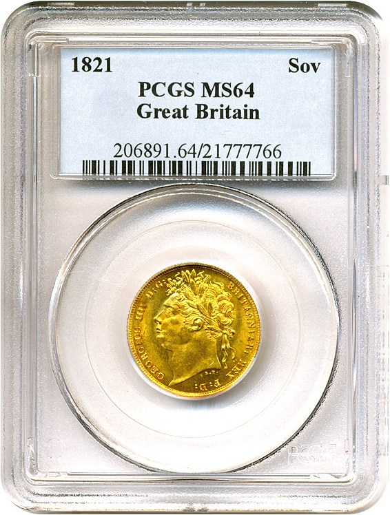 image for: Great Britain: 1821 Sov  PCGS MS64 (KM-682)