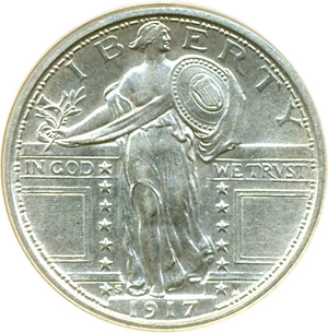image for: 1917-S 25c Type 1 DGS AU58 (Lightly Cleaned)