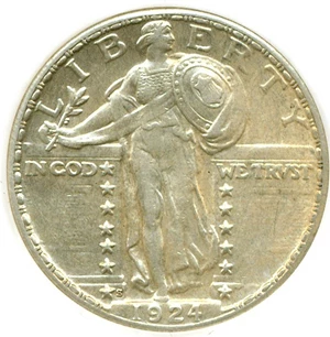 image for: 1924-S 25c DGS AU50 (Cleaned, Scratched)