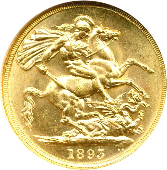 image for: Great Britain: 1893 2 Sov  NGC MS64 (KM-786)