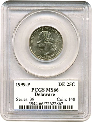 image for: 1999-P 25c Delaware PCGS MS66