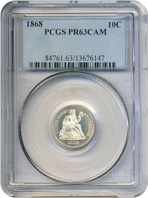 image for: 1868 10c PCGS Proof 63 Cameo