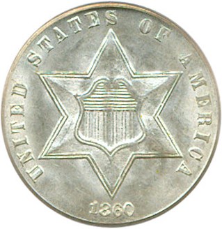 image for: 1860 3cS  PCGS MS64 