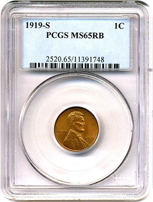 image for: 1919-S 1c PCGS MS65 RB