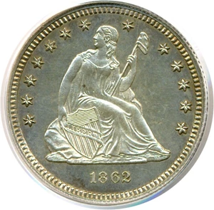 image for: 1862 25c PCGS Proof 63 Cameo