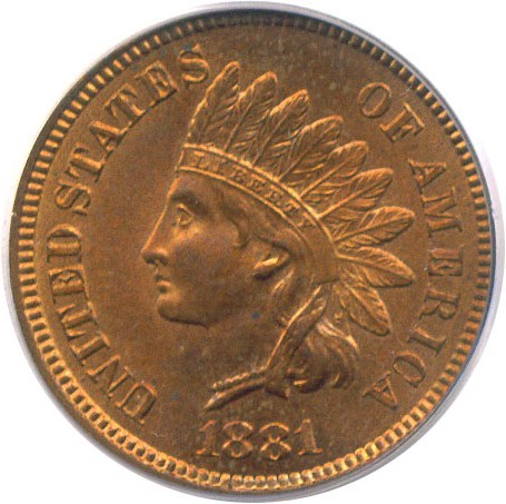 image for: 1881 1c  PCGS MS64 RD