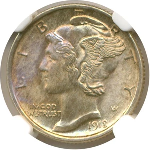 image for: 1918-D 10c NGC MS65
