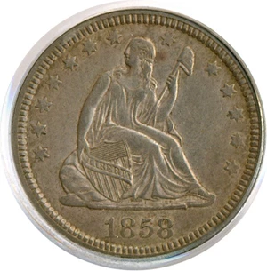 image for: 1858 25c PCGS XF45