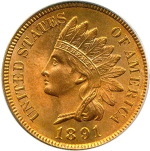 image for: 1891 1c PCGS MS65 RD