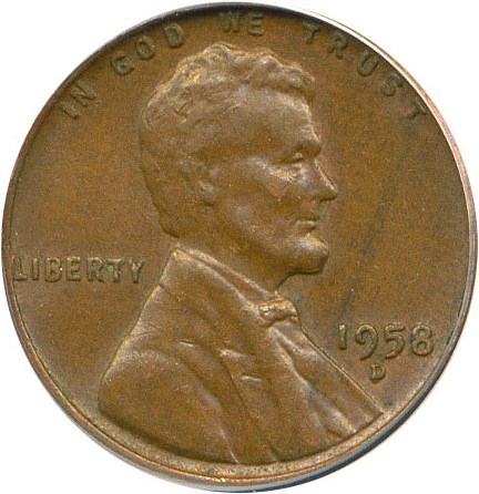 image for: 1958-D/D 1c  ANACS AU55 BN