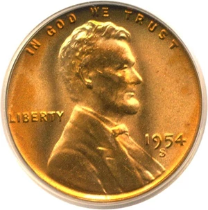 image for: 1954-S 1c PCGS MS66 RD