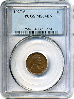 image for: 1927-S 1c PCGS MS64 BN