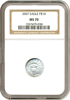 image for: 2007-W $10 Platinum Eagle NGC MS70