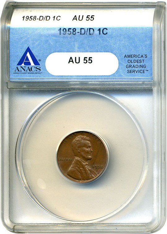 image for: 1958-D/D 1c  ANACS AU55 BN