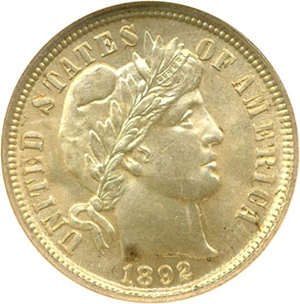 image for: 1892 10c NGC MS65