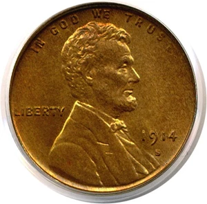 image for: 1914-S 1c PCGS MS65 RB