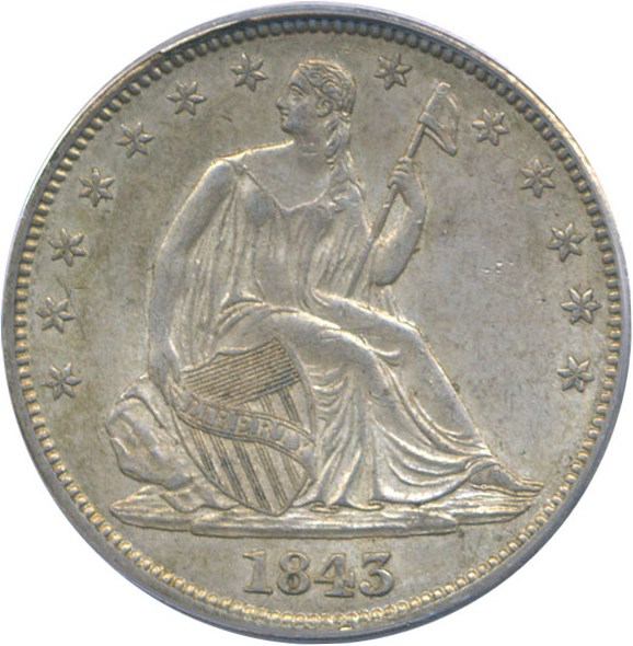 image for: 1843 50c  PCGS AU58 