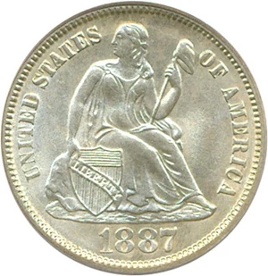 image for: 1887 10c PCGS MS65