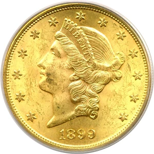 image for: 1899-S $20 PCGS MS62