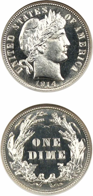 image for: 1914 10c NGC Proof 66 Cameo