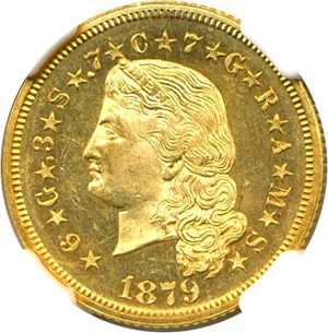 image for: 1879 $4 Flowing Hair NGC Proof 63 Cameo *Stella*