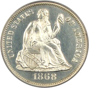image for: 1868 10c PCGS Proof 63 Cameo