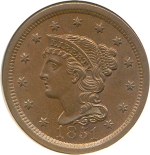 image for: 1851 1c NGC MS64 BN