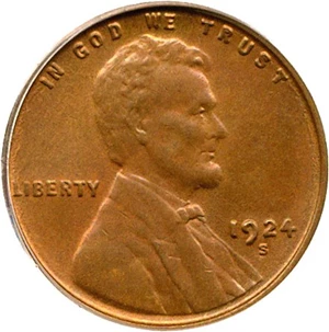 image for: 1924-S 1c PCGS MS65 RB