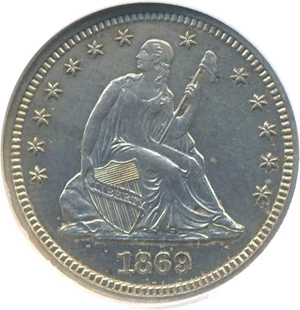 image for: 1869 25c NGC Proof 63