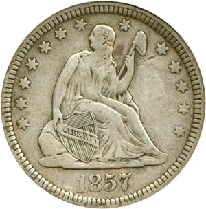 image for: 1857 25c PCGS VF25