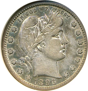 image for: 1896-S 25c ANACS VF30
