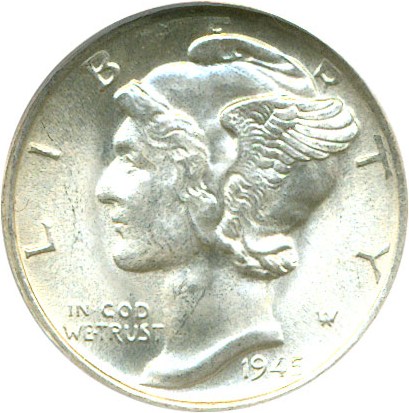 image for: 1945-S 10c  ANACS MS64 