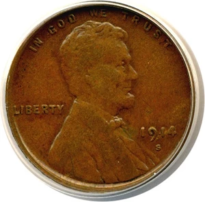 image for: 1914-S 1c ANACS VF25 BN Details (Corroded)