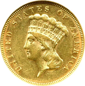 image for: 1874 $3 NGC AU55