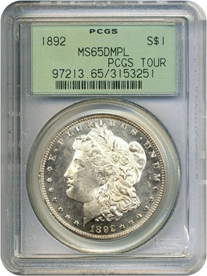 image for: 1892 $1 PCGS MS65 DMPL OGH ex: PCGS Tour