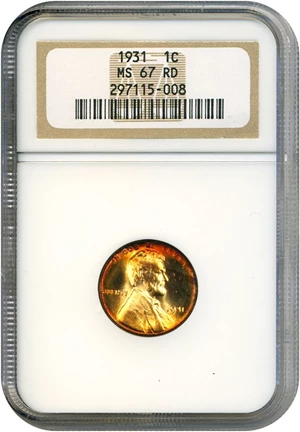 image for: 1931 1c NGC MS67 RD * Color *