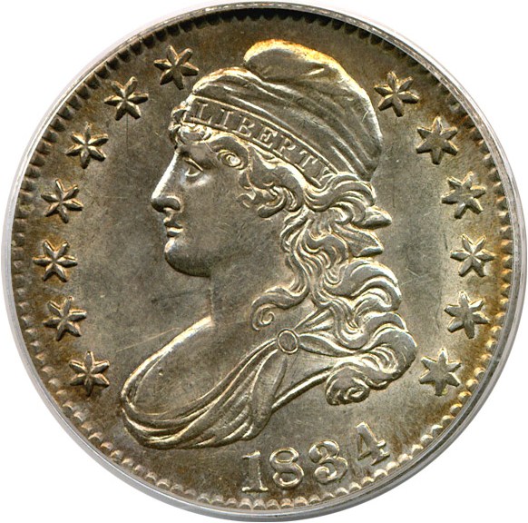 image for: 1834 50c Large Date Large Let PCGS AU58 (O-102)