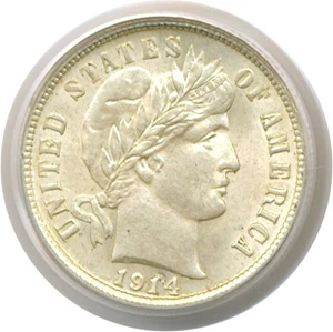 image for: 1914-D 10c PCGS MS63