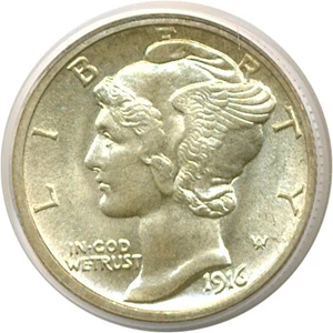 image for: 1916-S 10c Mercury PCGS MS65 FB