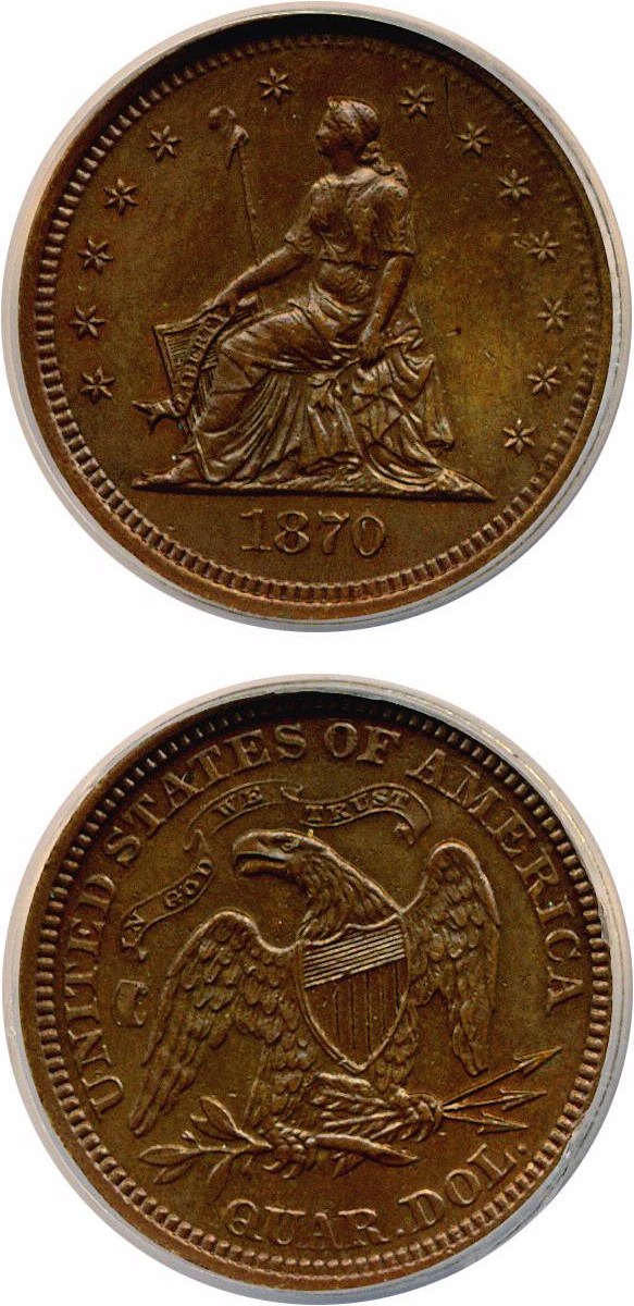 image for: 1870 25c J-885 NCS Proof Copper  (Whizzed)