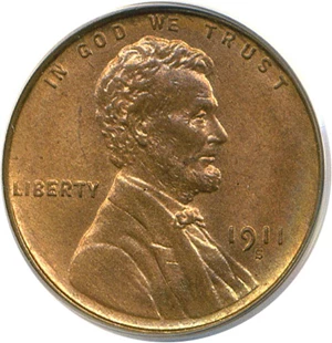 image for: 1911-S 1c PCGS MS65 RB OGH