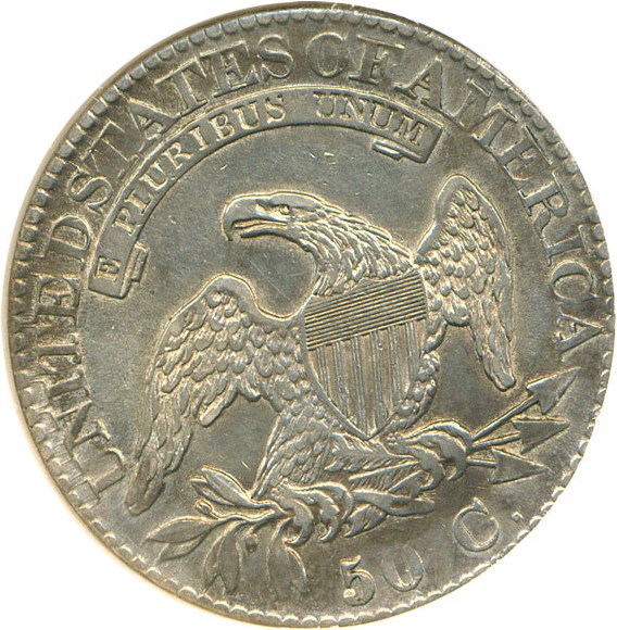 image for: 1824 50c Overdate DGS AU55 (O-110)