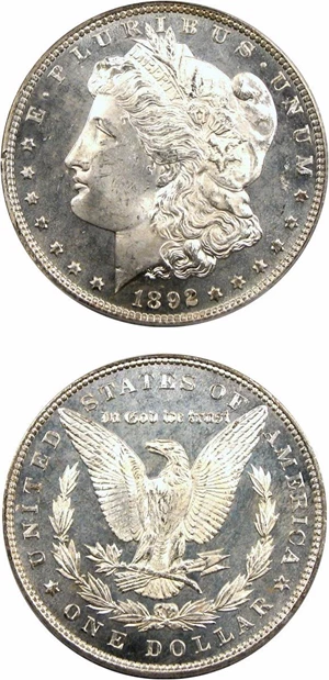 image for: 1892 $1 PCGS MS65 DMPL OGH ex: PCGS Tour