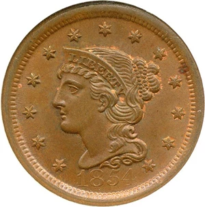 image for: 1854 1c NGC MS64 BN