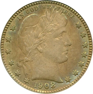 image for: 1908-O 25c PCGS MS62