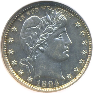 image for: 1894-S 25c NGC MS62