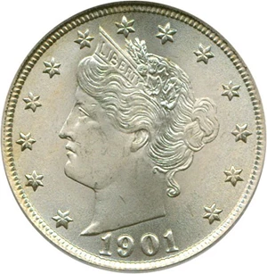 image for: 1901 5c PCGS MS66