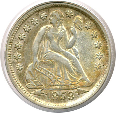 image for: 1853 10c Arrows PCGS XF45 