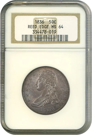 image for: 1836 50c Reeded Edge NGC MS64